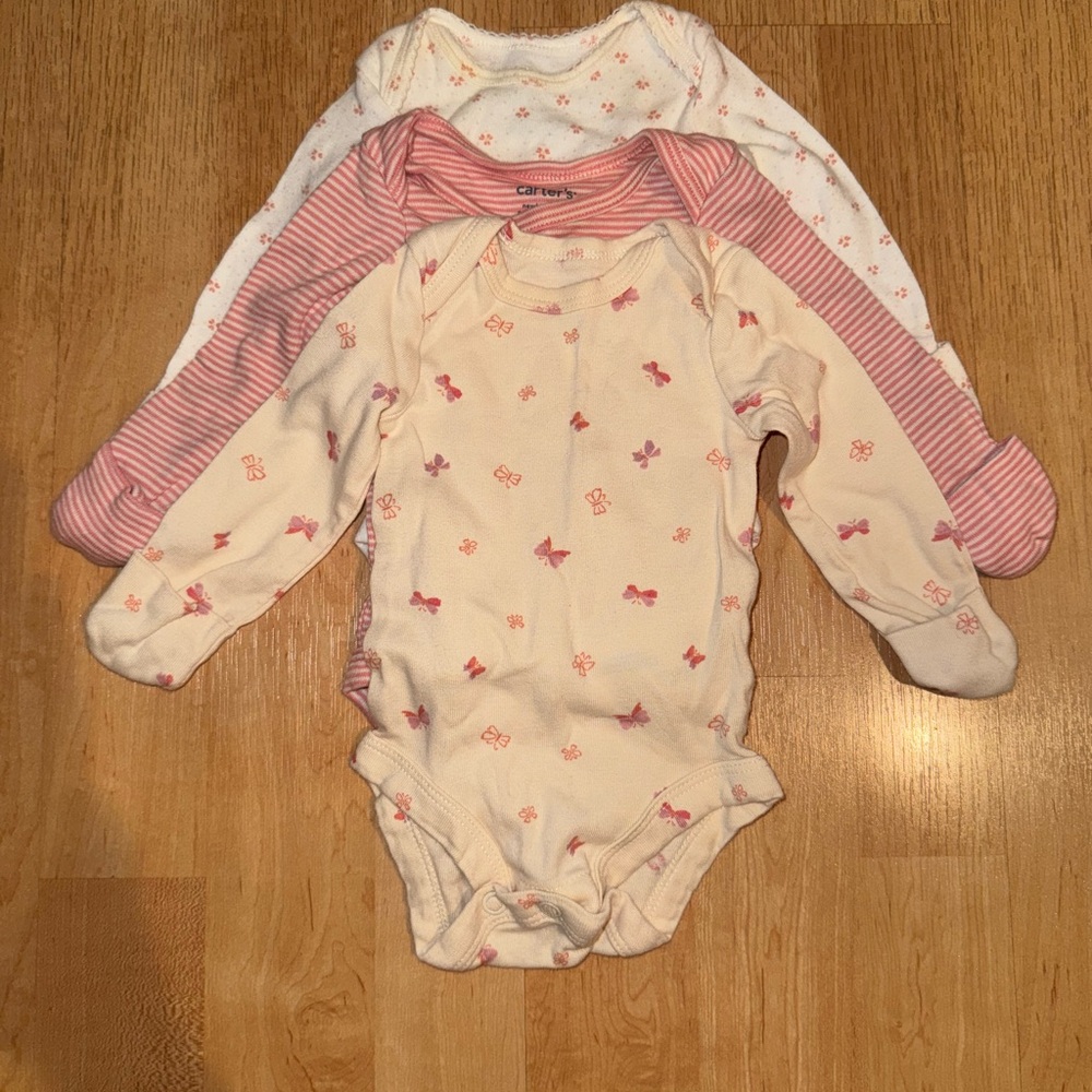 Carter's Cream and Pink Baby Bodysuit Set